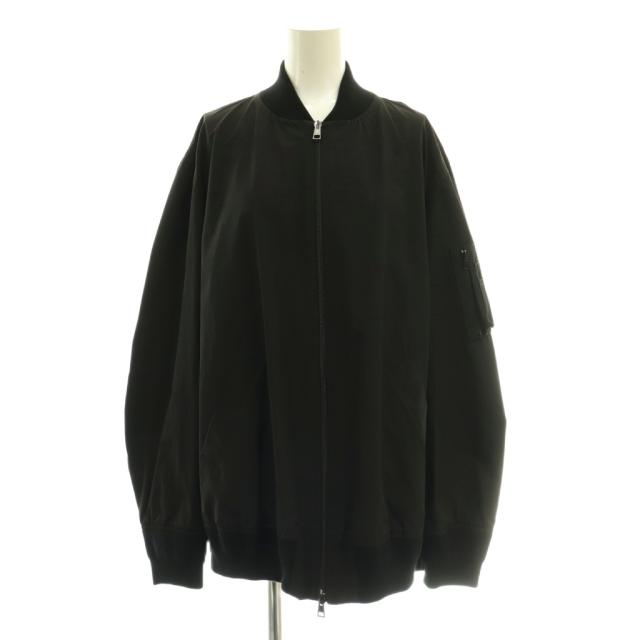 【中古】ロベルトコリーナ ROBERTO COLLINA バックタック ジップブルゾン ジャケット L ブラック /CX ■OS レディース