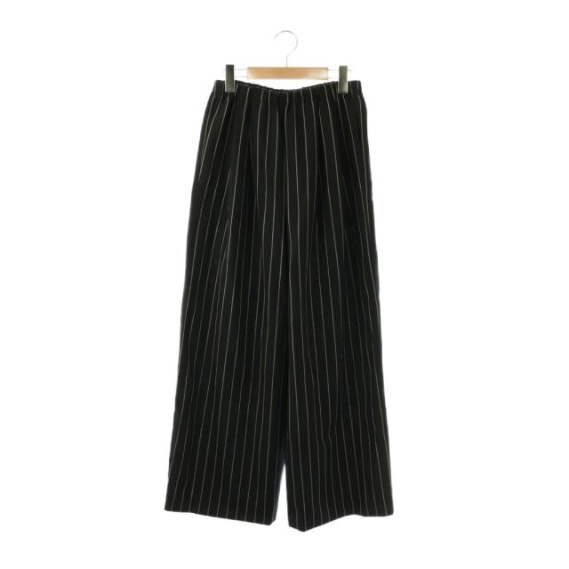 【中古】エンフォルド ENFOLD 26SS RELAX ELASTIC WIDE-TROUSERS パンツ ワイド ストライプ 36 ネイビー /HK ■OS