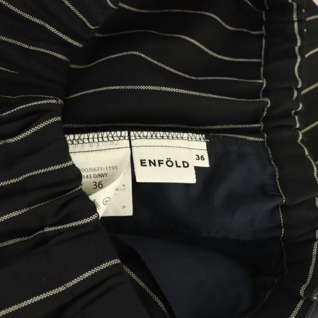 【中古】エンフォルド ENFOLD 26SS RELAX ELASTIC WIDE-TROUSERS パンツ ワイド ストライプ 36 ネイビー /HK ■OS_5