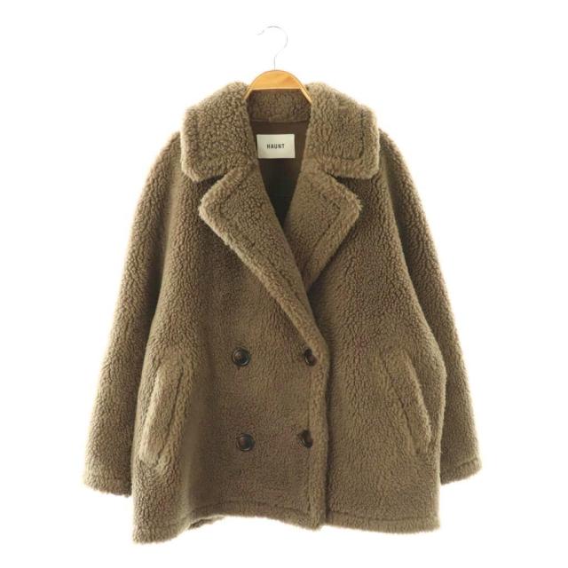 【中古】ハウント HAUNT BOA COAT コート ボア ダブル 36 モカ /HK ■OS レディース