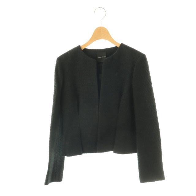 【中古】未使用品 ヨーコチャン YOKO CHAN ツイードノーカラージャケット 総裏地 36 ブラック /CX ■OS レディース