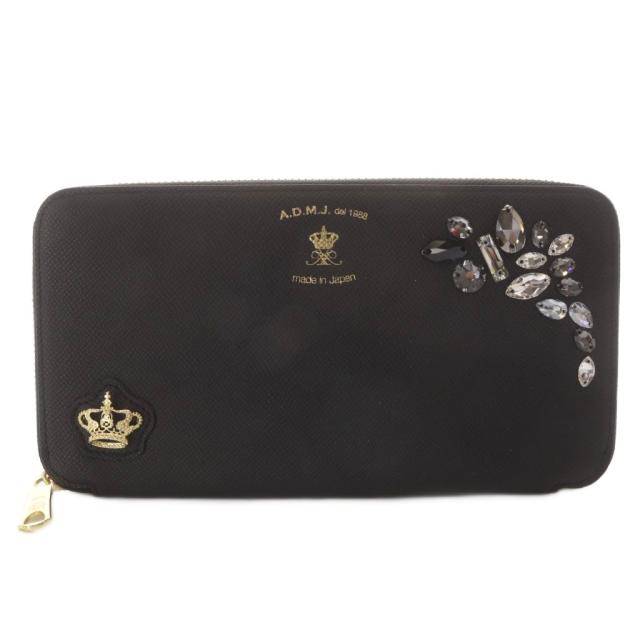 【中古】ADMJ アクセソワ Accessoires De Mademoiselle 財布 ロングウォレット クリスタル スワロフスキー ブラック