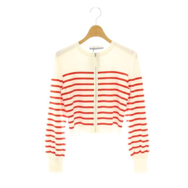 【中古】未使用品 ボーダーズアットバルコニー 25AW RAYON KNIT CARDIGAN カーディガン ボーダー ジップアップ 36