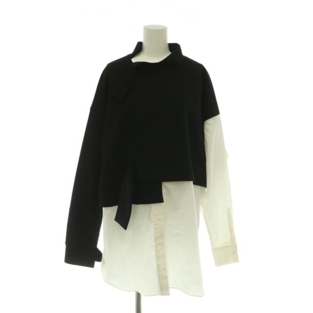 【中古】エンフォルド ENFOLD ダンボール スウェットレイヤーPULLOVER シャツ 長袖 38 ブラック /HK ■OS レディース