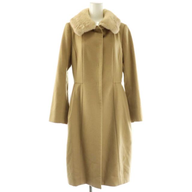 【中古】フォクシー ブティック FOXEY BOUTIQUE カシミヤ ミンクファー コート アウター ロング 38 ベージュ /NR