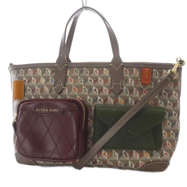 【中古】アニヤハインドマーチ ANYA HINDMARCH I AM A PLASTIC Bag マルチポケット トートバッグ ブラウン