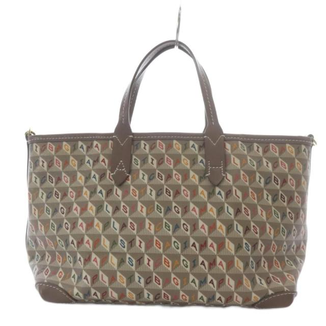 【中古】アニヤハインドマーチ ANYA HINDMARCH I AM A PLASTIC Bag マルチポケット トートバッグ ブラウン_1