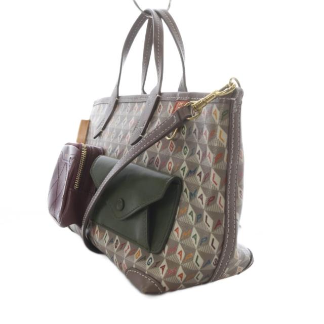 【中古】アニヤハインドマーチ ANYA HINDMARCH I AM A PLASTIC Bag マルチポケット トートバッグ ブラウン_4