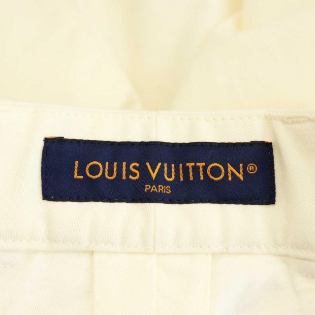 【中古】ルイヴィトン LOUIS VUITTON 24SS ハーフパンツ ショート ジッパーフライ ロゴ コットン 52 アイボリー /NR_4