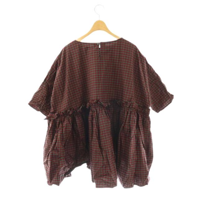 【中古】 グラム 26SS CHECK GATHER TUNIC チュニック F レッド チェック柄 ギャザー 半袖 /OK ■OS ■SH レディース_1