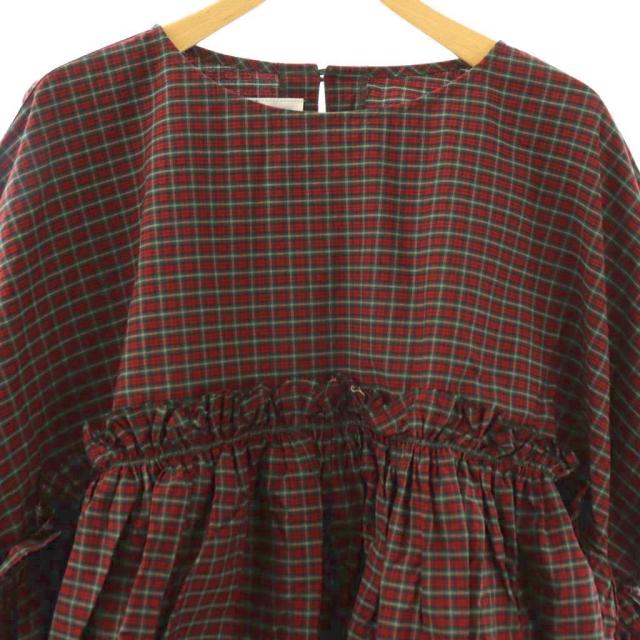 【中古】 グラム 26SS CHECK GATHER TUNIC チュニック F レッド チェック柄 ギャザー 半袖 /OK ■OS ■SH レディース_2
