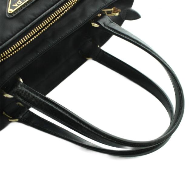 【中古】プラダ 2WAY ハンドバッグ ショルダー ナイロン 三角ロゴ ワンポイント バイカラー 黒_5