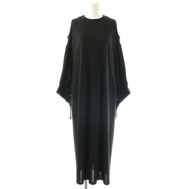 【中古】アドーア ADORE ドライタッチスムースワンピース ロング オープンショルダー 38 ブラック レディース