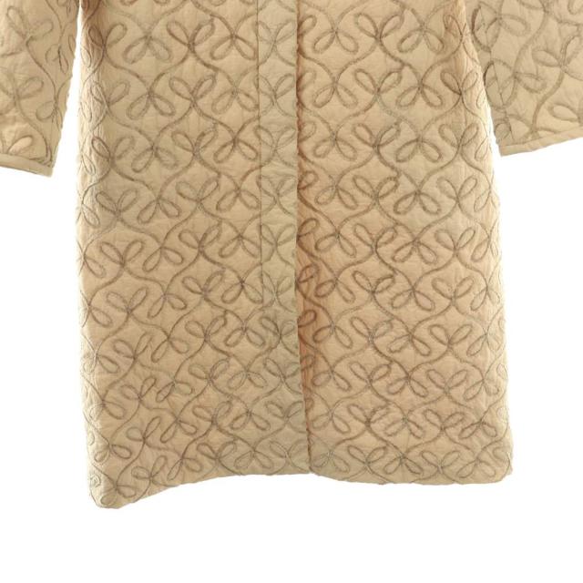 【中古】ストロベリーフィールズ 25AW モールリボン刺繍キルトステンカラーコート キルティング 中綿 ベージュ /ES_5
