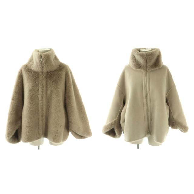 【中古】バーニーズニューヨーク フェイクファーショートブルゾン アウター リバーシブル F グレージュ /CX ■OS