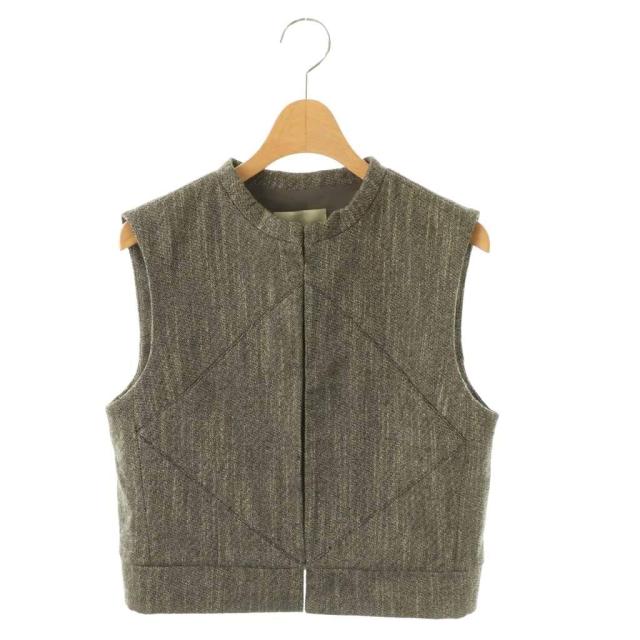 【中古】アモーメント AMOMENTO 24AW WOOL PANELED CROP VEST ベスト 中綿 0 グレー /HK ■OS ■SH レディース
