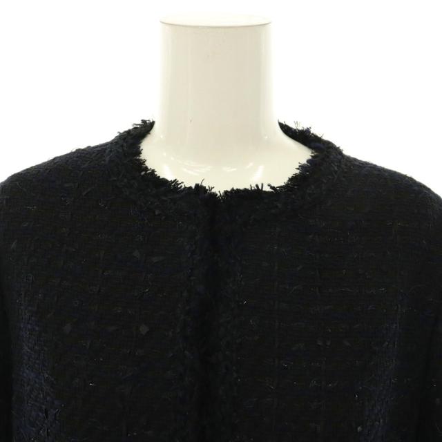 【中古】アナイ ANAYI エターナルライン 26SS ミックスツイードノーカラー ジャケット 38 ネイビー /HK ■OS_4