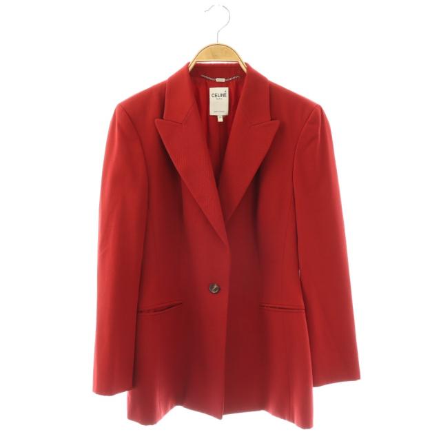 【中古】セリーヌ CELINE テーラードジャケット 総裏地 38 赤 レッド /CX ■OS レディース