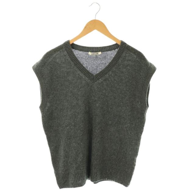 【中古】オーラリー AURALEE A24AV03WC WOOL CASHMERE SILK KNIT VEST ニットベスト カシミヤ混 1 グレー