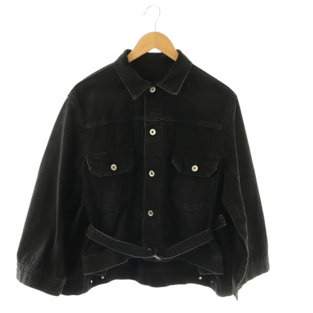 【中古】サカイ sacai 24-07134 デニムポンチョ ジャケット 1 ブラック /ES ■OS レディース