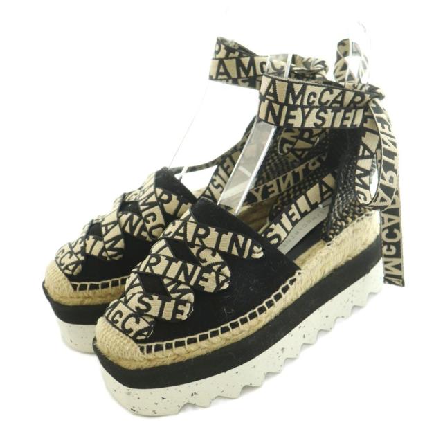 【中古】ステラマッカートニー gaia platform エスパドリーユ 35 22.0cm ベージュ 黒 /MI ■OH レディース