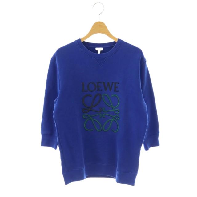 【中古】ロエベ LOEWE アナグラム刺繍スウェット 七分袖 XS ブルー ブラック グリーン /DO ■OS メンズ