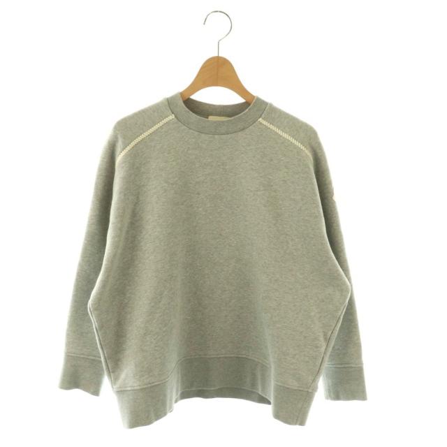 【中古】モンクレール MONCLER 裏起毛 ラグラン スウェット トレーナー プルオーバー XS 杢グレー ホワイト /ES
