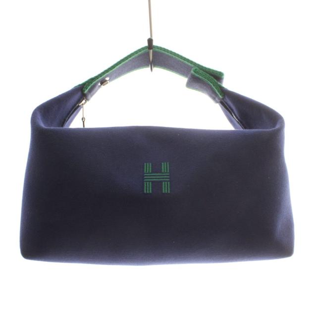 【中古】エルメス HERMES BRIDE A BRAC GM ブリッドアブラックグランモデル ハンドバッグ キャンバス ロゴ 紺 緑