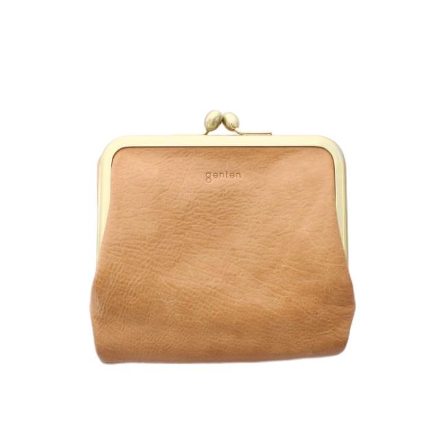 【中古】ゲンテン アンティーコ Antico リバティ LIBERTY Wallet with Clasp 財布 二つ折り がま口 キャメル ■SH