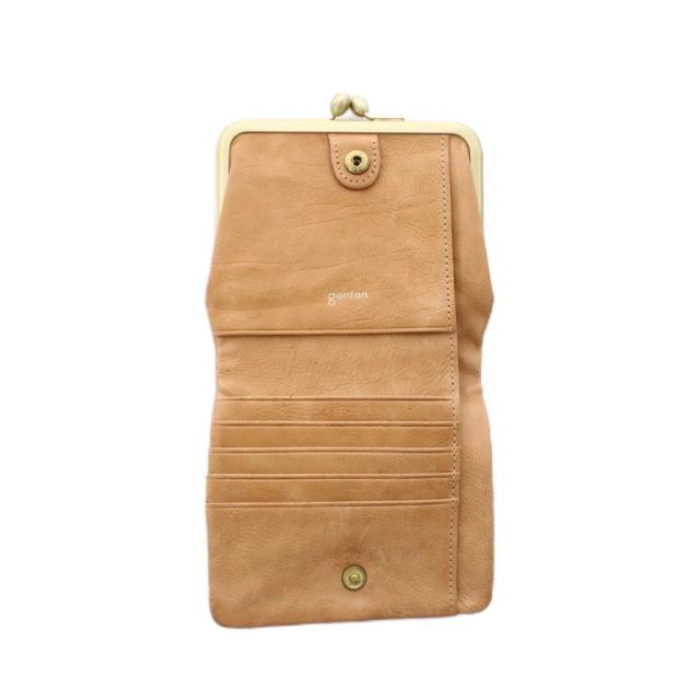 【中古】ゲンテン アンティーコ Antico リバティ LIBERTY Wallet with Clasp 財布 二つ折り がま口 キャメル ■SH_4