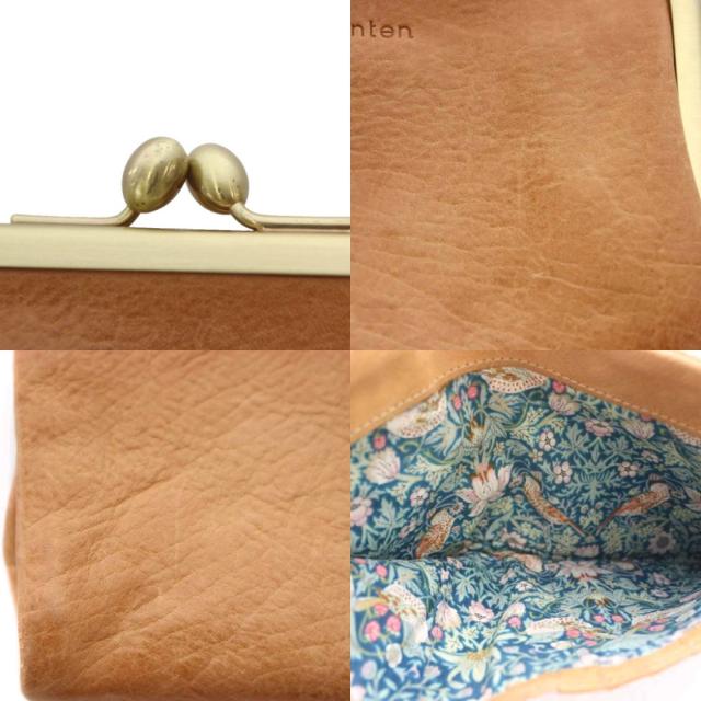 【中古】ゲンテン アンティーコ Antico リバティ LIBERTY Wallet with Clasp 財布 二つ折り がま口 キャメル ■SH_8
