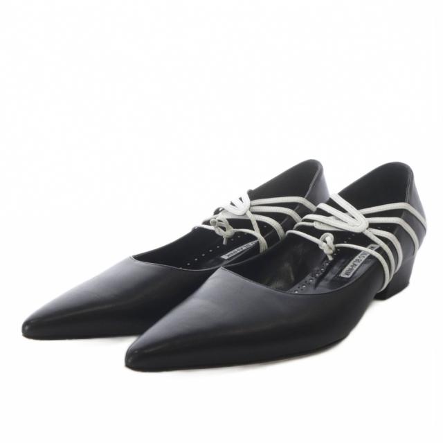 【中古】マノロブラニク MANOLO BLAHNIK BOMAN リボンパンプス ハイヒール レザー 38 ブラック /YO14 レディース