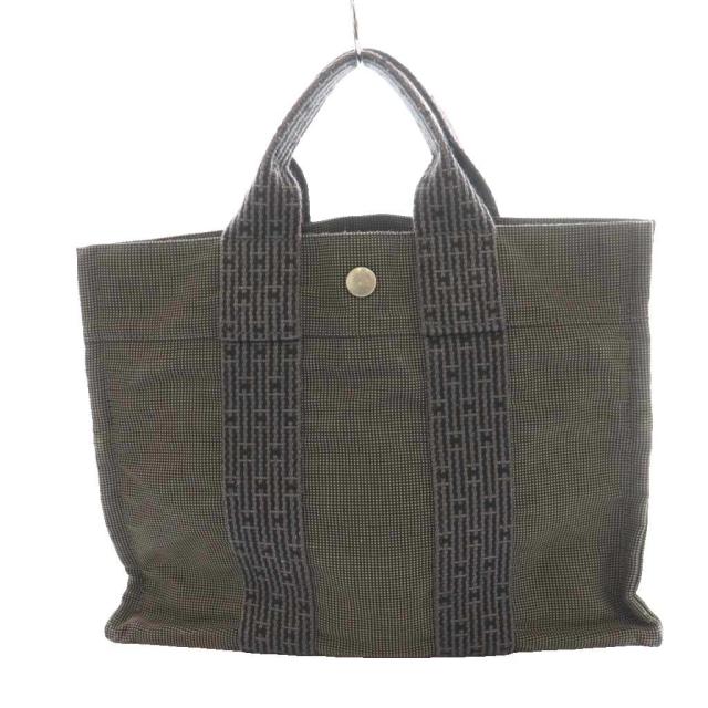 【中古】エルメス HERMES エールライン PM キャンバストートバッグ ハンド グレー /SS ■OS ■OH レディース