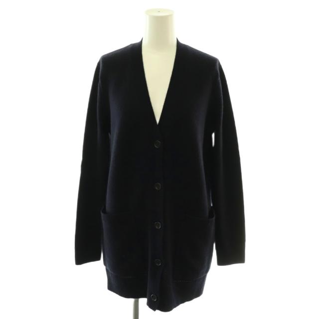 【中古】マックスマーラ VILLAR ウールカシミヤスパンコールカーディガン ニット 長袖 ロング XS ネイビー /DO