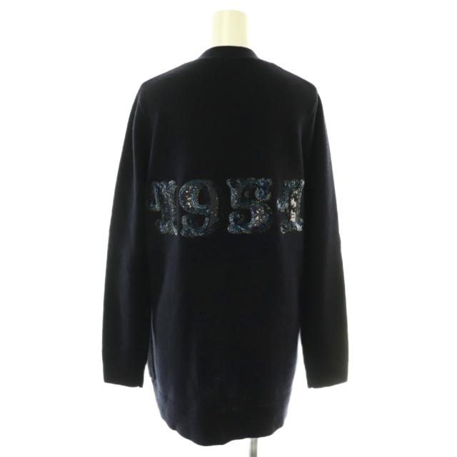 【中古】マックスマーラ VILLAR ウールカシミヤスパンコールカーディガン ニット 長袖 ロング XS ネイビー /DO_1