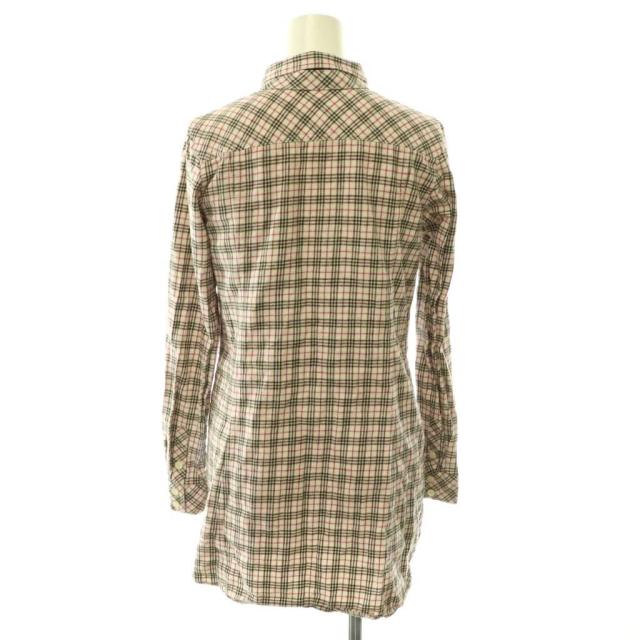 【中古】バーバリーブルーレーベル BURBERRY BLUE LABEL チェック ネルシャツ リボン付き 38 ベージュ 赤 茶 /CX_1