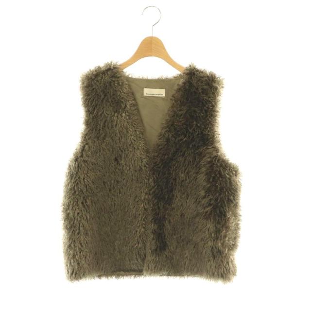 【中古】ガリャルダガランテ GALLARDAGALANTE フェイクカシミヤベスト ジレ ファー F カーキ /DO ■OS レディース