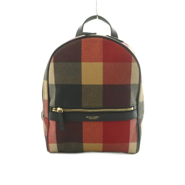 【中古】ブルーレーベルクレストブリッジ クレストブリッジチェックP リュックサック デイパック 赤 黒 ベージュ