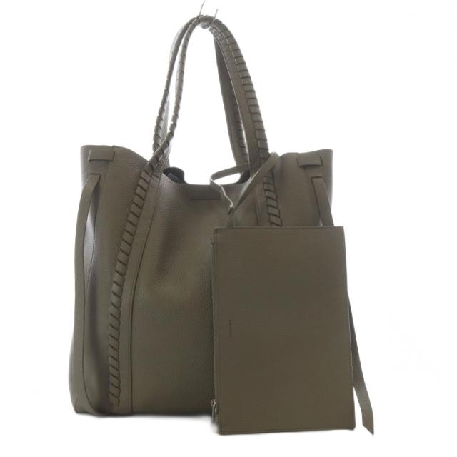 【中古】オールセインツ ALLSAINTS Ray North South Tote トートバッグ レザー ポーチ付き グレージュ