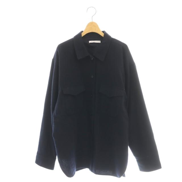 【中古】エトレトウキョウ ETRE TOKYO 25AW ウールツイルオーバーサイズシャツ 前開き F ネイビー /CX ■OS