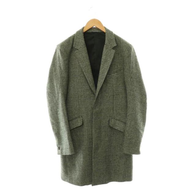【中古】ジュンハシモト CORDURA FILM CHESTER コート チェスターコート グレンチェック ウール 3 グレー