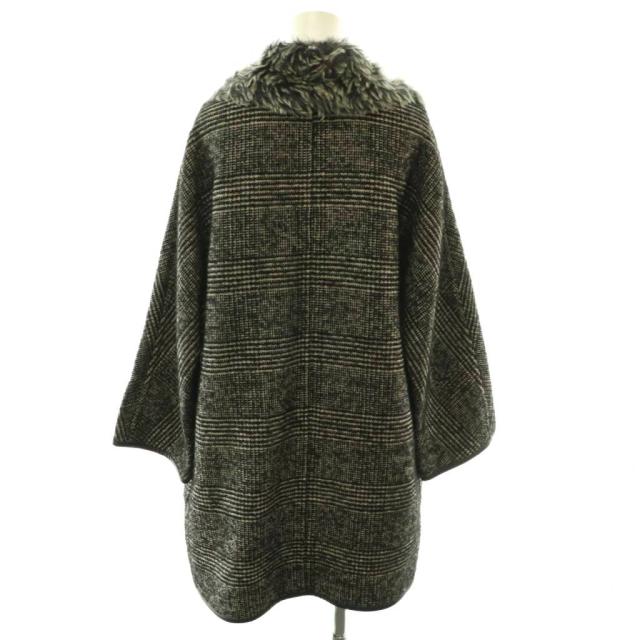 【中古】マックスマーラ MAX MARA ウィークエンド Weekend ファーカラーグレンチェックコート 36 黒 ■SH /SY ■OS_1