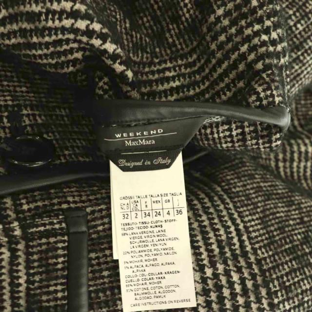 【中古】マックスマーラ MAX MARA ウィークエンド Weekend ファーカラーグレンチェックコート 36 黒 ■SH /SY ■OS_6