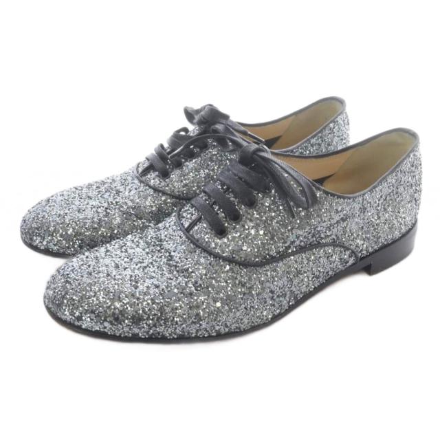 【中古】クリスチャンルブタン グリッター レースアップシューズ 38.5 シルバー色 /SR ■SH レディース