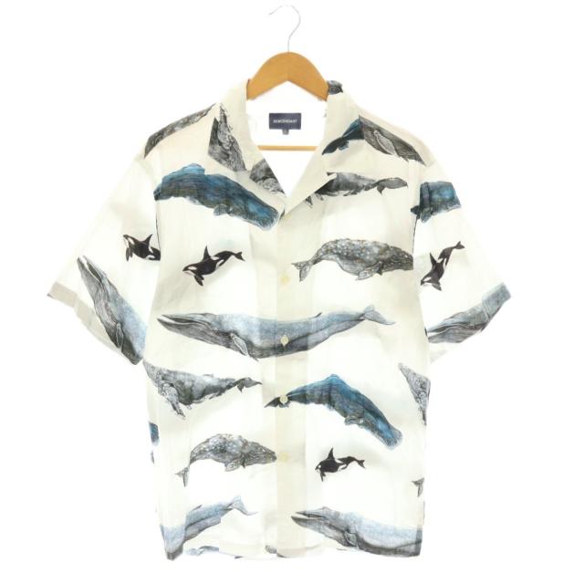 【中古】ディセンダント DESCENDANT 25SS SEAFARERS TEXTILES/Sシャツ オープンカラー 総柄 3 白 マルチカラー /CX