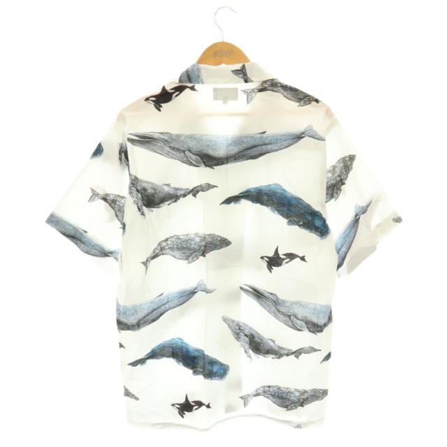 【中古】ディセンダント DESCENDANT 25SS SEAFARERS TEXTILES/Sシャツ オープンカラー 総柄 3 白 マルチカラー /CX_1