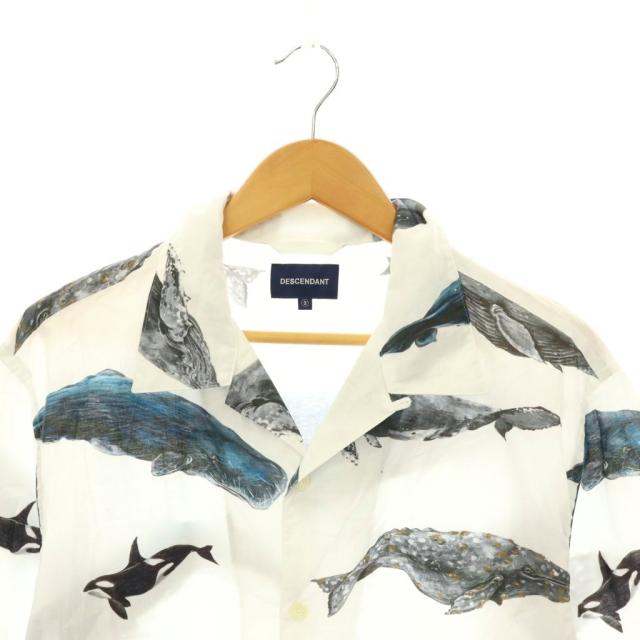 【中古】ディセンダント DESCENDANT 25SS SEAFARERS TEXTILES/Sシャツ オープンカラー 総柄 3 白 マルチカラー /CX_2