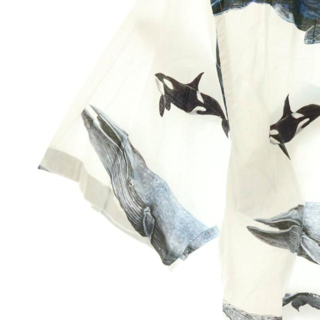 【中古】ディセンダント DESCENDANT 25SS SEAFARERS TEXTILES/Sシャツ オープンカラー 総柄 3 白 マルチカラー /CX_3