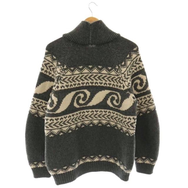 【中古】ロンハーマン RHC JACQUARD COWICHAN ニットカーディガン カシミヤ混 ジップアップ L チャコールグレー_1