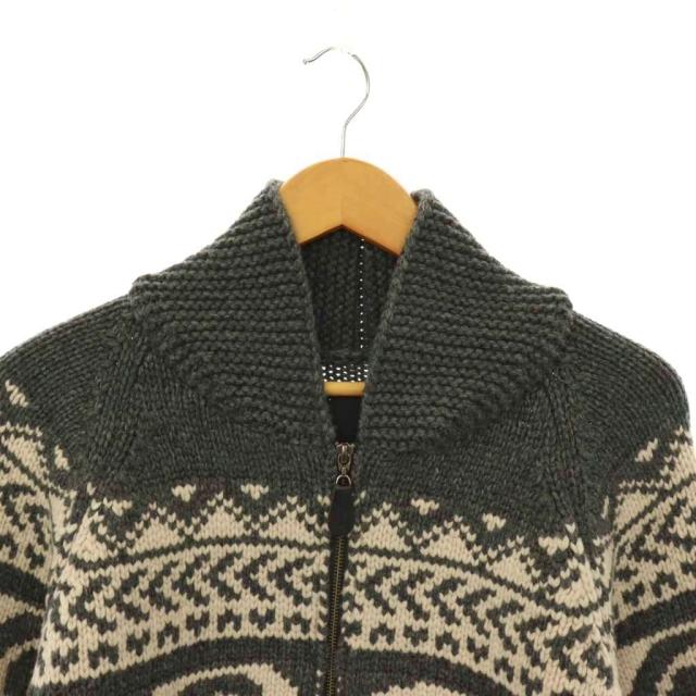 【中古】ロンハーマン RHC JACQUARD COWICHAN ニットカーディガン カシミヤ混 ジップアップ L チャコールグレー_3